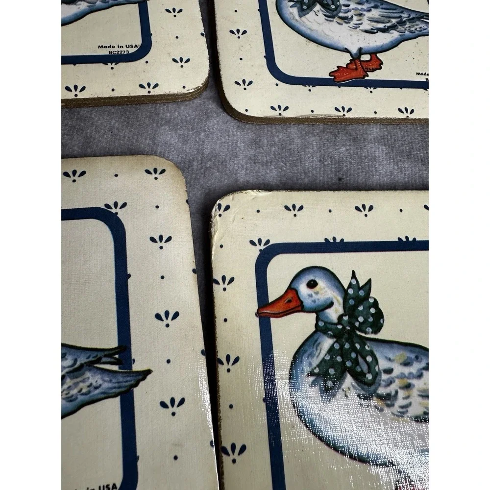 Cottagecore Coasters 5 Goose Cork Back‎ Made USA Country